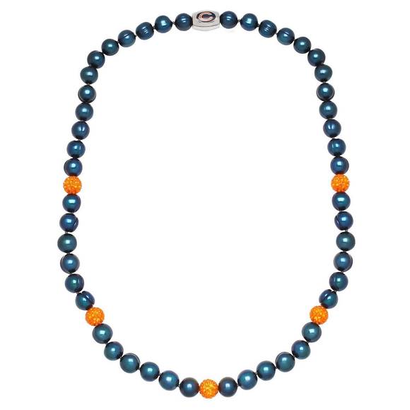NEW HONORA chicago bears pearl & crystal necklace in blue